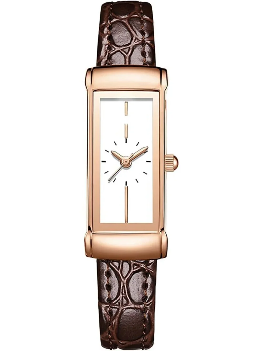 Women's Rose Gold Fashionable Rectangular Elegant Retro Waterproof Wristwatch